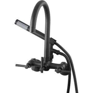 VEVOR Clawfoot Tub Faucet, Wall Mount Bathtub Faucets with Handheld Shower, Vintage Polished Chrome Clawfoot Tub Filler Faucet Shower Kit with Adjustable Swing Arms 360 Rotation Spout for BathtubsVEVOR Super Brand Day