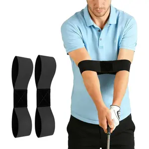 2 Pack Golf Swing  Aid Swing Correcting Arm Band for  Memory &  Connection - Golf Trainer for Beginners, Left/Right-Handed Players (Black)