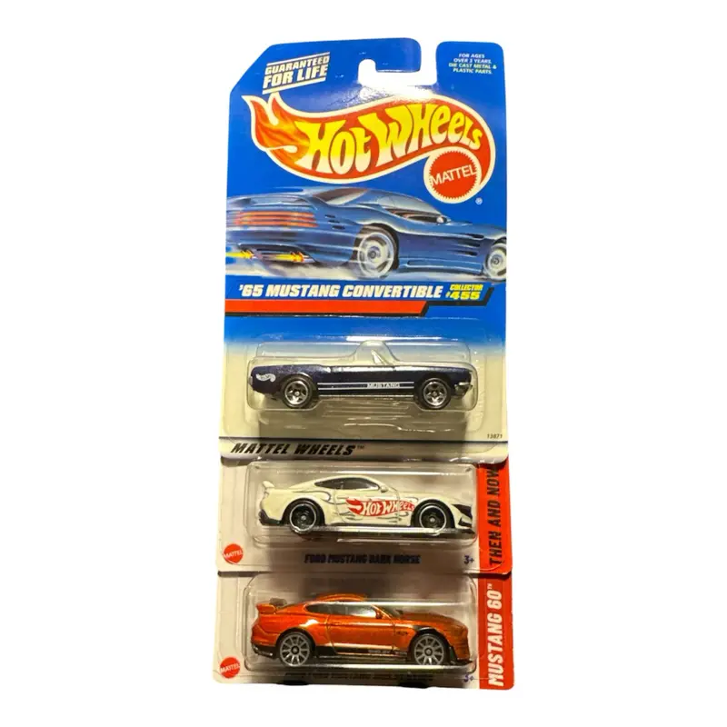 Hot Wheels 3-Pack Mustangs - Collectible Die-Cast Cars in Original Packaging, Perfect for Enthusiasts and Collectors