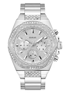 GUESS Male Silver-Tone Multifunction Watch