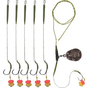 Carp Fishing Hair Rigs Fishing Accessories Set with Carp Sinker Weights Bait Rig Swivels Hooks Corn Bait Leader Rigs for Bass Catfish Fish Tackle