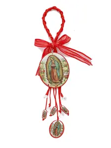 Vintage Virgin Mary Graphic Blessing Charm, Wooden Retro Tassel Design Pendant for Car Decoration, Fashionable Charm for Women & Men As Gift, Car Ornament