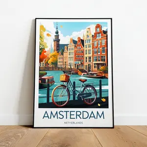 Amsterdam travel print - Netherlands, Amsterdam Poster, Birthday present, Wedding Gift, Custom Text, Personalised Gift Decor Artwork Ornaments Wall