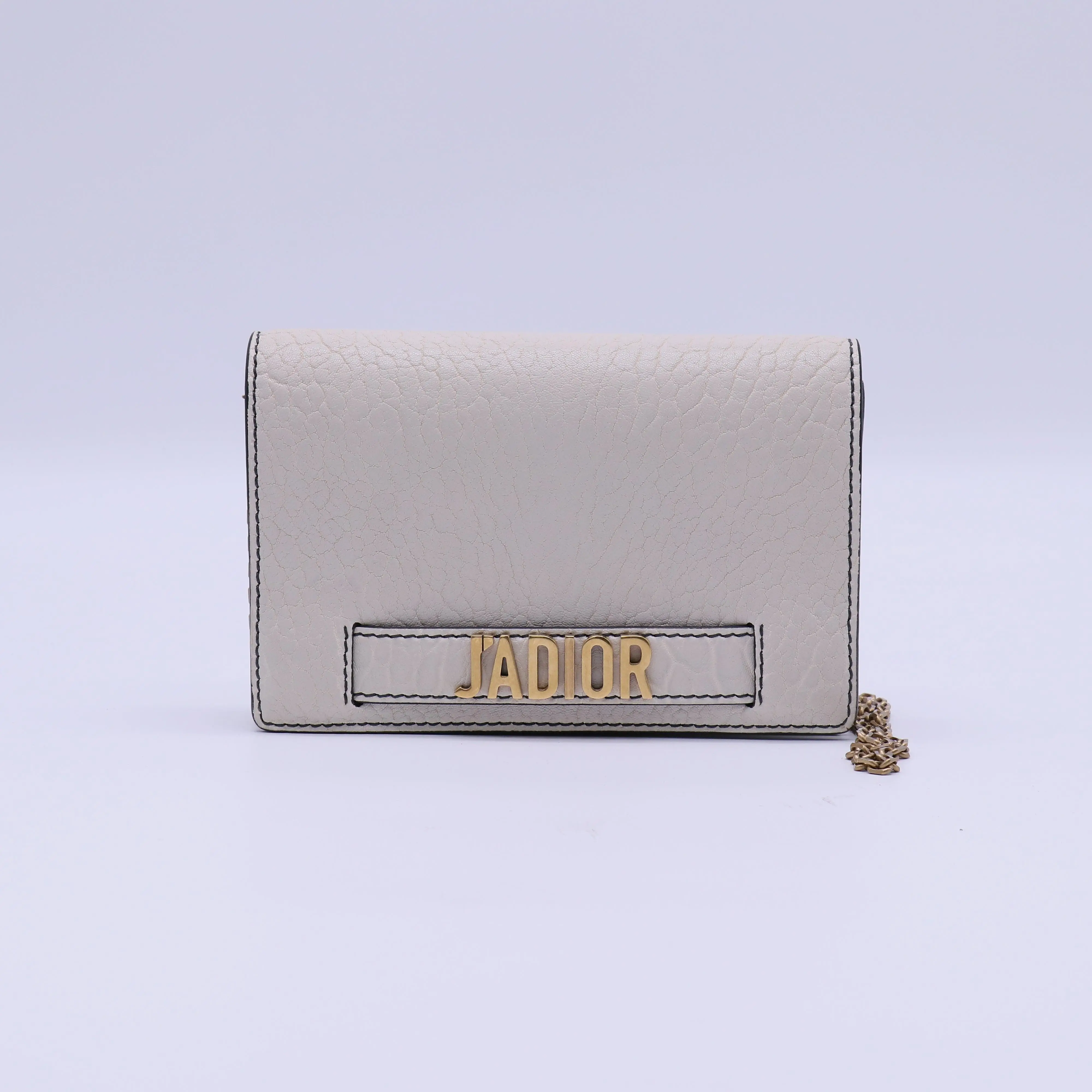 Pre-owned Dior leather Clutches & Wristlets Christian Calfskin J'ADIOR Wallet on Chain Clutch Bag B22039