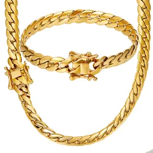 8mm Miami Cuban Link Chain 18/20/22/24in -Thick Stainless Steel Men's Necklace Tarnish-Proof HipHop Jewelry for Concerts Gym Daily Stacking  Bold Fashion