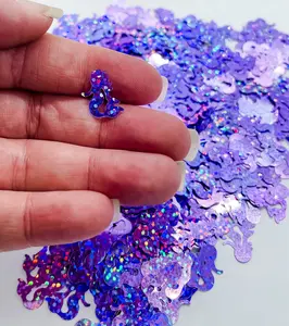 Purple Lavender Holographic Mermaid Sea Shell Love Fun Party Confetti Chunky Poly Glitter Epoxy Tumblers Ships From USA C8-6-5