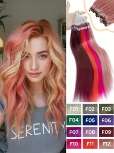 Colorful Micro Loop Human Hair Extensions Real Human Hair with Vivid Fun Colors Invisible Micro Links Lightweight Secure Fit Natural Look Easy to Apply Remove Reusable No Damage to Scalp Long Lasting Soft Smooth Ideal for Party Halloween Festival Cosplay