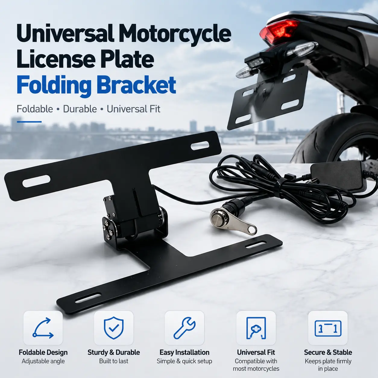 Motorcycle Track Spec License Plate Frame Fit Yamaha Kawasaki Ninja400 Honda CBR650R CFMOTO450MT 450NK Suzuki BMW Triumph