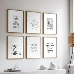 6pcs/set Unframed Inspirational Wall Art Set, Motivational Quotes Prints for Home and Office Decor, Modern Bedroom Decor