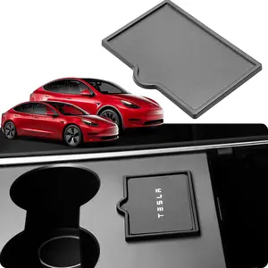 BASENOR Key Card Holder for Tesla Model Y Model 3 Center Console Card Holder Key Protector Cover Custom Fit Model Y Model 3 Accessories 2017-2024