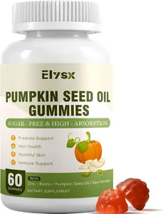 Cold Pressed Pumpkin Seed Oil with Saw Palmetto Gummies, DHT Blocker Supplement for Women & Men, with Biotin, Hair and Skin Health, Vegan, Sugar Free, Mixed Berry Flavor, 60 Ct