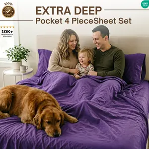 Premium 4 Piece Extra Deep Pocket Sheet Set, Fits up to 21", Flat Sheet, Fitted Sheet, 2 Pillowcases, OEKO-TEX Certified, Twin Full Queen King | Utopia Bedding