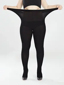 Plus Size High Waist Semi-Transparent Tights, Stretchy Non-Rolled Edge Slimming Stockings, Perfect for Curvy Women
