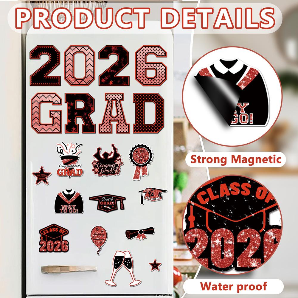 PSLEE 20 Pcs Graduation Magnets 2026 Cruise Door Car Magnets  Congrats Grad Cap Magnetic Decorations for Refrigerator Garage Cruise Door Party Stickers