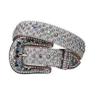 1 Piece Fashion Rhinestone Belt, PU Leather Crystal Belt, Unique Creative Design, Suitable for Casual Wear Holiday Party Gift for Men Decoration belt belts men cheetah print