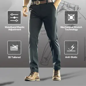 Men's Slim-Fit Tactical Pants, Leves Slim-Fit Tactical Pants, Wrinkle-Free & Shape-Retaining, Adjustable Waist, Spring/Fall, Tactical/Outdoor/Business/Casual, All Body Types