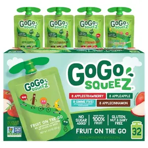 GoGo SqueeZ Applesauce Pouches, Variety Pack, 3.2 oz, 32 Count – Unsweetened Fruit Snack Pouches, No Sugar Added Applesauce, On-the-Go Healthy Snacks for Kids & Adults