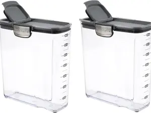 Progressive International ProKeeper+ Clear Plastic Airtight Food Baker's Kitchen Storage Organization Container Canister Set with Magnetic Accessories, 2- Piece Set (Cereal 4.2-Quart)