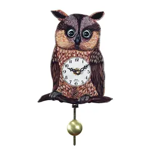 CUCKOO River City OWL-06Q Traditional Owl Wall Clock - Decorative Home Decor with Moving Eyes, Pendulum Swing, Ideal Gift for Home Supplies