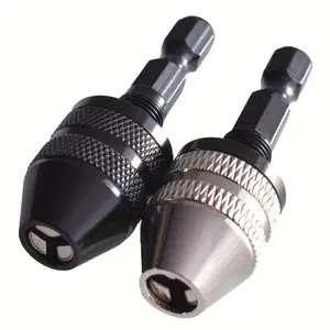 2PCS Drill Chuck Quick Change Conversion Adapter, Keyless 1/4 Inch Hex Shank Chuck Converter, Compatible with Impact Driver, Electric Screwdriver and Hand Drill, Fast Install and Removal for Drill Bits and Driver Bits, Durable Tool Adapter Attachment