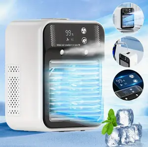 Portable Air Conditioning Fan, Mini Evaporative Air Cooler, Quiet High-speed, USB Adjustable Cooling Fan, 2 Wind Speed Settings and 2 Mist Modes, Equipped with a 16.9oz Water Tank, Perfect for Countertops, Desks, Nightstands, Summer, Beach Days, Poolside