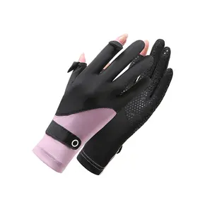 Ladies summer outdoor UV protection breathable thin ice silk gloves marine cold weather gear