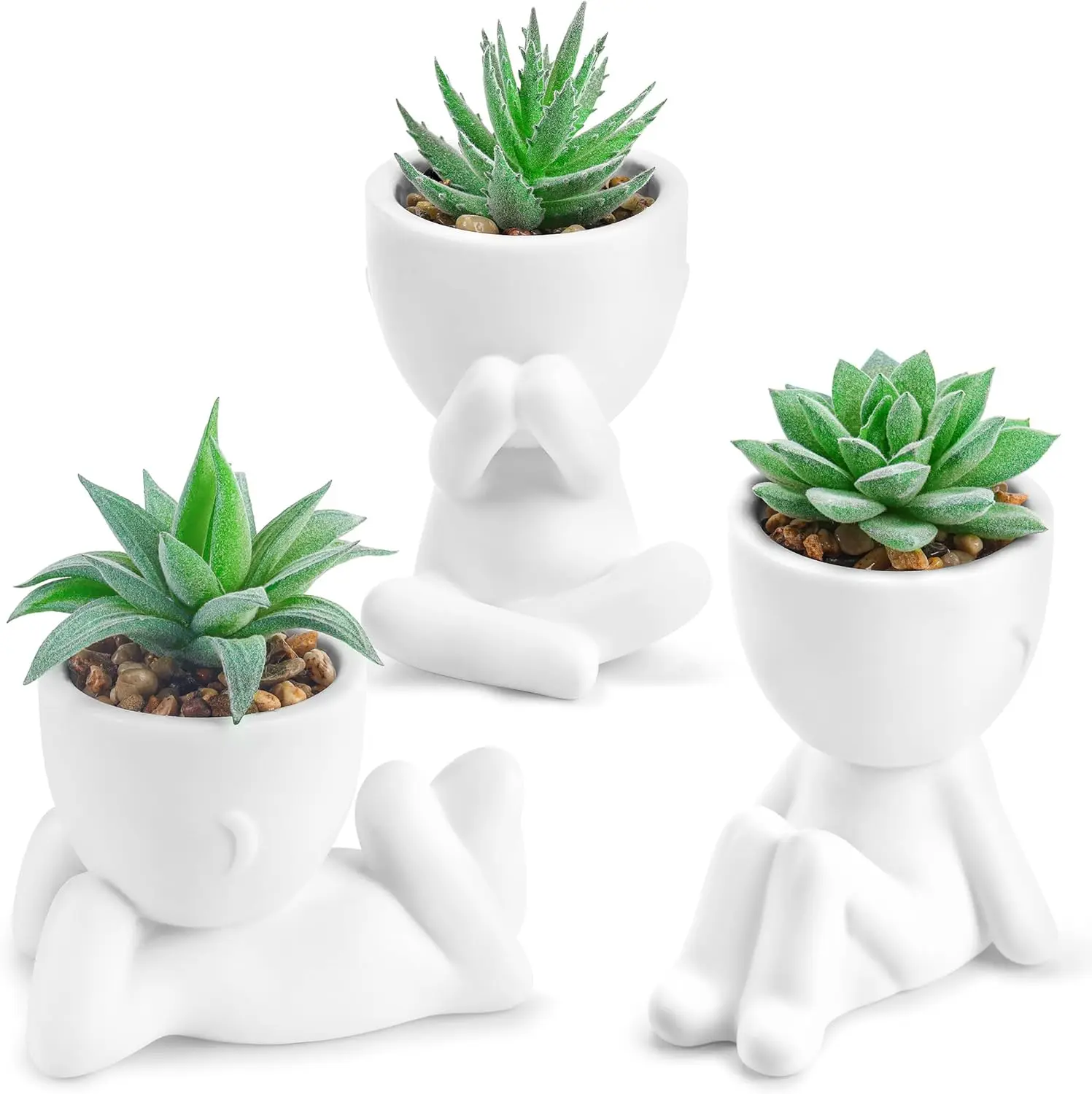 Der Rose 3-Pack Plastic Artificial Succulent Plant Set, Decorative Fake Plants for Home Office - Ideal Gift for College Dorm Desk, summerwins Mid Year Sale