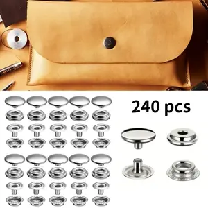 Pack of 240 Stainless Steel Snap Fastener,15mm Heavy Duty Snap Button Press Stud Cap for Jeans Fabric Jackets Clothes Bag Leather DIY Craft,Sewing Accessories