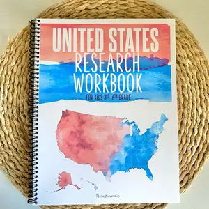 United States Research Workbook for Kids 3rd-6th Grade Homeschool Curriculum Learn All 50 US States