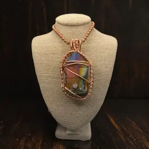 Juma CopperKing Campbell Flame Aura Quartz 24” Copper Necklace
