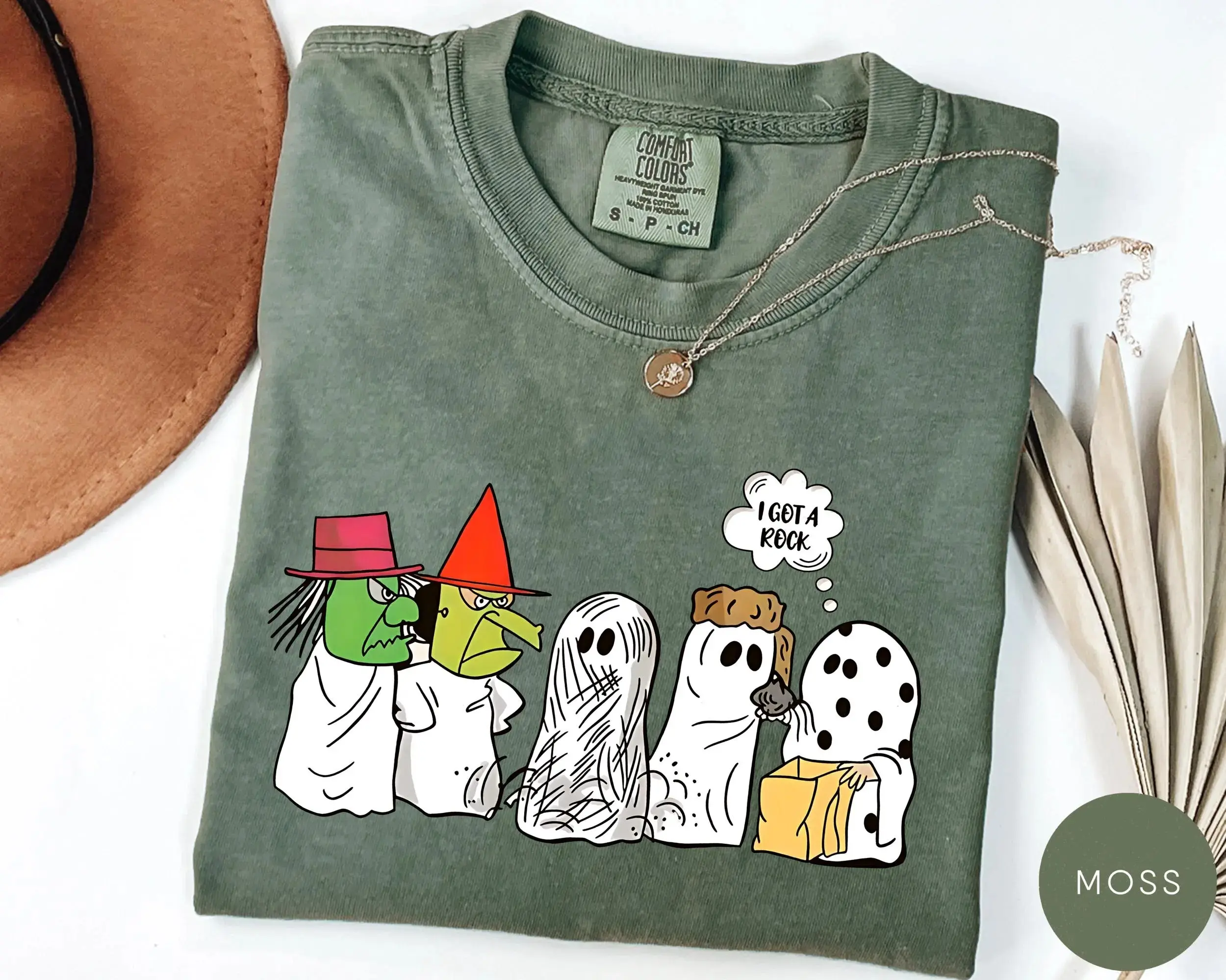 Comfort Colors I Got A Rock Halloween Meme T-Shirt, Funny Ghost Graphic Tee, Trick or Treat Shirt, Spooky Season Halloween Apparel, Cute Charlie Inspired Top, Gift for Women & Men