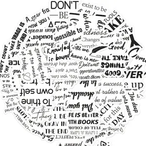 50pcs Black & White Motivational Quotes Stickers Pack, Waterproof Inspirational Handwritten Text Decals for Laptop, Water Bottle, Journal & Scrapbook, Positive Gift