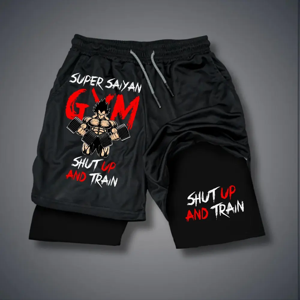 Anime Double-Layer Sports Shorts Graphic Shorts Black Shorts Camo Shorts Streetwear Shorts Men Outfits Men Short Shorts Vacation Outfits Shorts