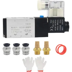 Solenoid Valve 1/4 Inch NPT DC12V/DC24v Pneumatic Single Coil Pilot-Operated Electric Valve 4V210-08 2 Position 5 Way Connection Type Junction Box