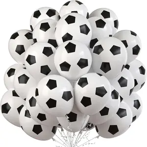 36 piece black and white football balloon set, including football printed balloons, suitable for boys and men's sports themed birthday party decoration and football themed party supplies