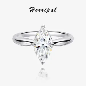 D Color Marquise Cut Moissanite Ring for Women, S925 Sterling Silver Engagement Wedding Band