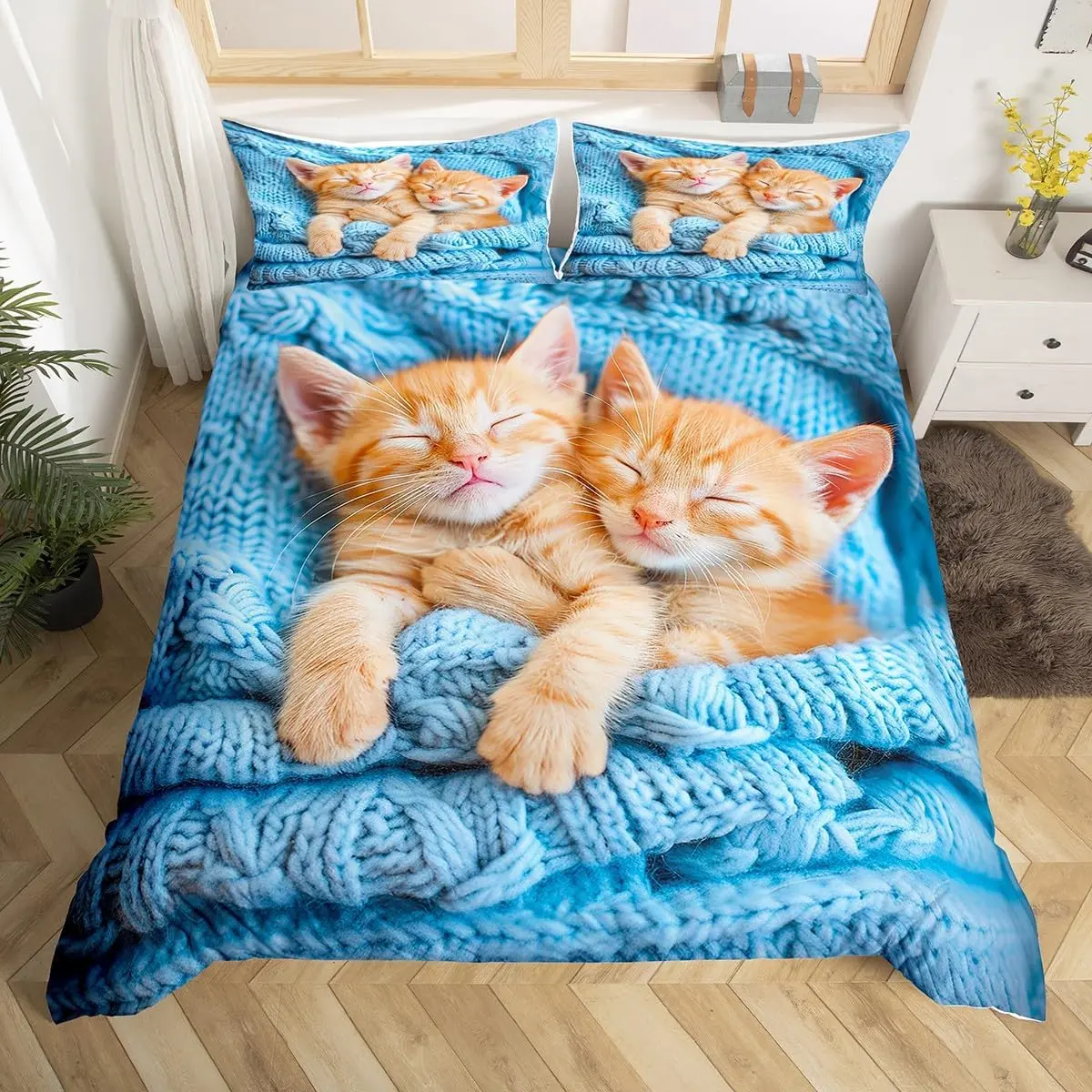 Cat Duvet Cover Pet Cat Pattern Bedding Set Cute Kitten Printed Comforter Cover for Kids Boys Girls Teens 3D Animal Theme Bedspread Cover Cat Lover's Gift 1 Duvet Cover