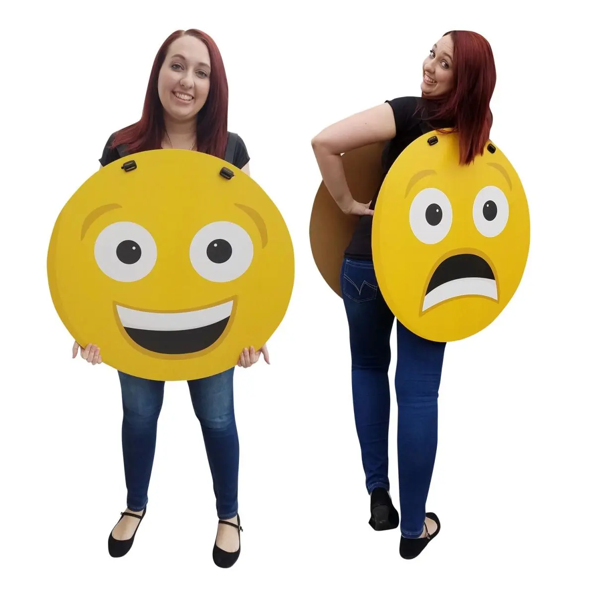 Advanced Graphics 2445 27.5x27.5 in Decorative Happy & Sad Emoji Costume Cardboard Standup, Adjustable Strap 1-Size-Fits-All Home Decor Cardboard Cutout for Home Supplies