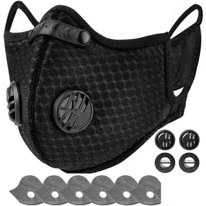 Breathable Reusable Face Mask with 6 Activated Carbon Filters for Woodworking Construction Mowing Grinding