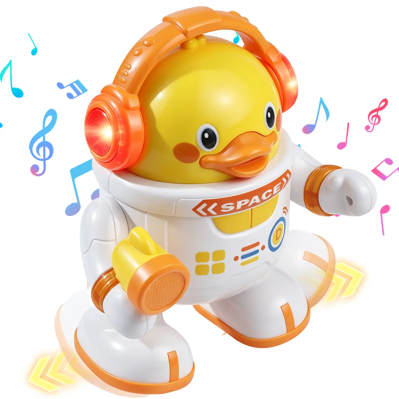 Dancing Space Duck Toy for Kids, Light Up Musical Walking Duck with LED Lights, Singing Spinning Toddler Toy Gift