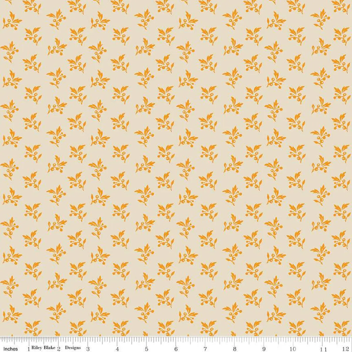 Fabric Riley Blake Cream Sprigs Cheddar at Twilight by the Quarter Yard C15164-CREAM