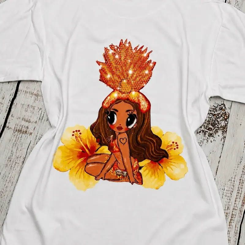Exclusive Tropicoqueta Rhinestones White T-Shirt-Back Design