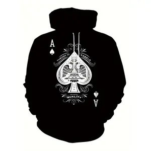 Ace of Spades Graphic Hoodie Unisex Streetwear Pullover Hoodie Vintage Playing Card Design Sweatshirt Casual Urban Style Hooded Top for Men Women Fall Winter Gift