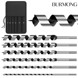 Wood Auger Drill 6PC/12 Inch, 1/4"-7/8" Hex Shank, for Soft & Hard Wood, Plywood, Drywall & Composites – Precision Drilling, Deep Clean Holes (Ship Auger Style, Hardened Alloy Steel) tungsten carbide cnc bits Portable Welding Table with Impact Bit Set