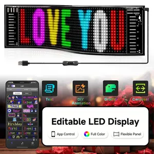 Programmable Flexible LED Display - Intelligent LED Light Strips,Supporting Application Programs And Remote Control,DIY Capable Of Inputting Text And Patterns,Multicolor RGB Suitable for Indoor/Shop Decoration,Music Sync Display,Wall-Mounted Panel,Events