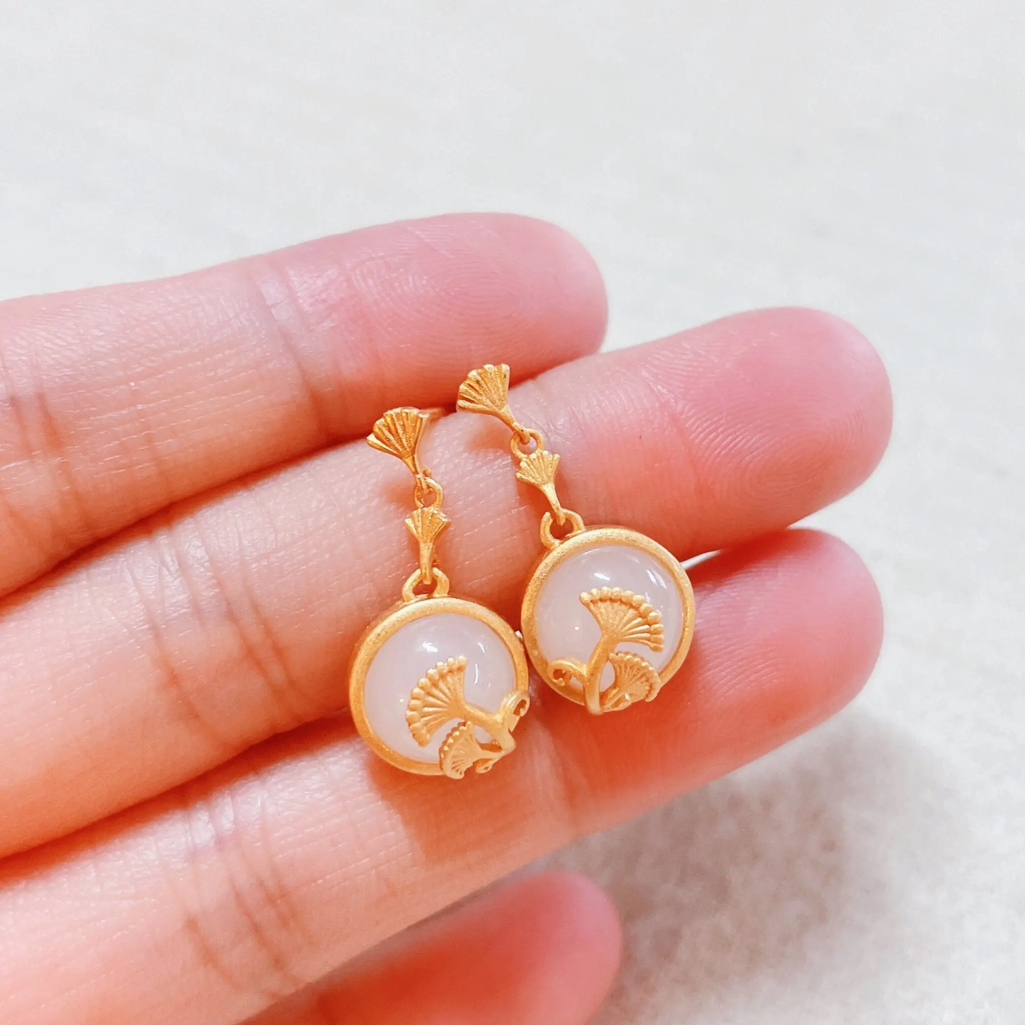 Leaves Earrings Dangle Gold, Leaf Jade Earrings Gold, Leaf Gauge Plug Earrings, Leaves Minimalist Earrings Hoops, Plant Jade Earrings Hoops