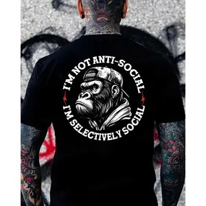 I'm Not Anti-Social I'm Selectively Social T Shirt – Funny Gorilla Attitude Hoodie for Men – Introvert Humor Graphic Sweatshirt Unisex Golf Gift T-Shirt  Cotton T-shirt, Women's T-shirt