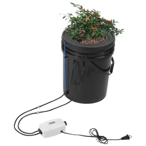 VEVOR DWC Hydroponics Grow System, Hydroponic Growing System with Top Drip Kit, 5-Gallon Deep Water Culture with Air Pump, Air Stone and Water Level Device for Leafy Vegetables(1 Bucket+Top Drip Kit)