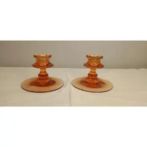 Fostoria Amber Glass Candlesticks (Set Of 2)