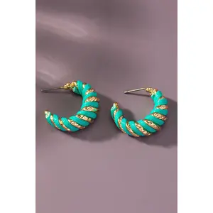 Wrapped in Leather Earring - Turquoise